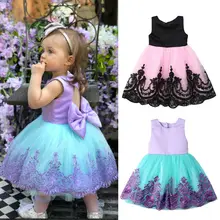 Детское платье принцессы с большим бантом для девочек от 1 до 6 лет торжественное кружевное платье-пачка из тюля без рукавов для свадебной вечеринки бальное платье с открытой спиной для девочек