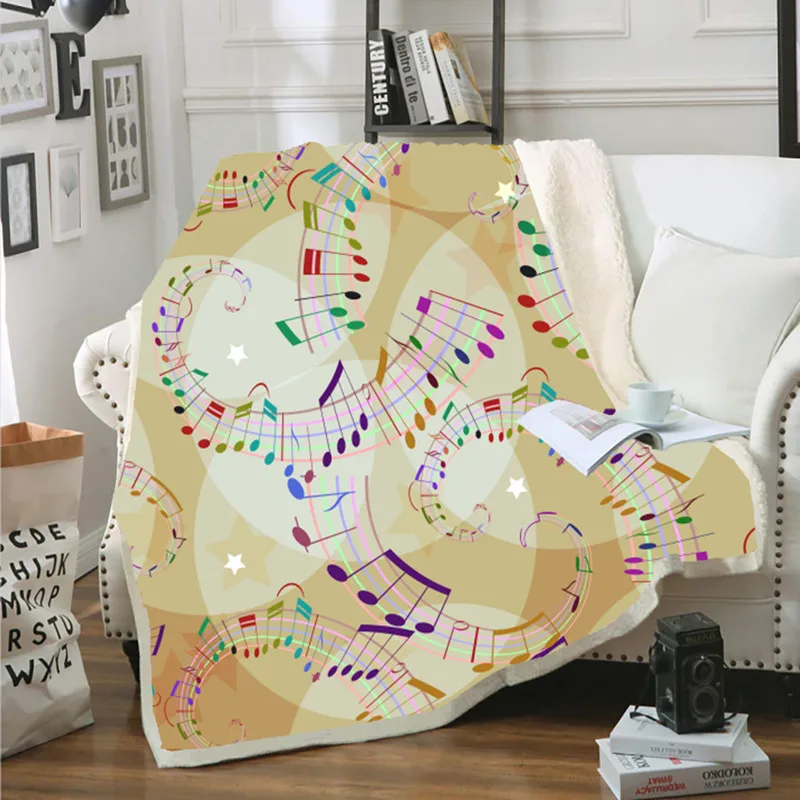 

Musical notes lambskin blanket double-layer plush wool blanket