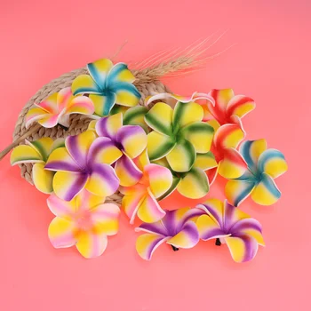 

50pcs Hawaiian PE Foam Frangipani Plumeria Foam Flower Hair Clip Accessories Plumeria Headdress Artificial Flowers for Wedding D