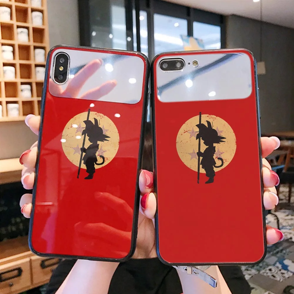 OUTMIX goku Makeup mirror Tempered Glass For iPhone XS XR 7 8 X 6 6S Plus Cover Back Max Case | Мобильные телефоны и