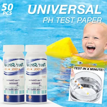 

100pc Swimming Pool Test Paper Residual Chlorine PH Value Alkalinity Hardness Test Strip A Bottle Tub Water Quality d0