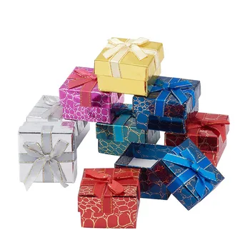 

24pcs Mixed Color Ring Boxes Cardboard Boxes with Sponge Insdie for Jewelry Display Package Gift Box 5x5x4cm