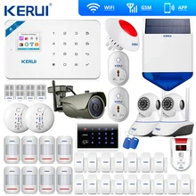 Latest Kerui W18 Wireless Wifi GSM Home Alarm Kit APP Control LCD GSM SMS Burglar Alarm System For Home Security