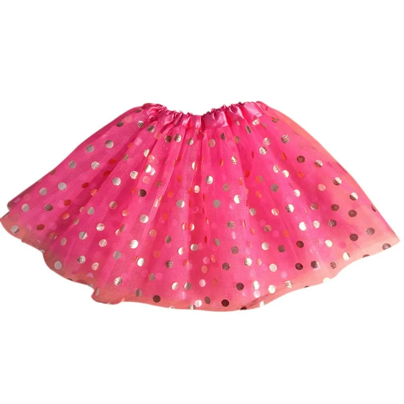 Танцевальный Костюм для маленьких девочек; юбка; вечерние балетные фатиновые юбки-пачки принцессы с золотыми точками - Цвет: rose  red