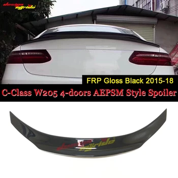 

For Mercedes C Class 4-Doors W205 C205 S205 Rear Trunk Spoiler FRP Gloss Black Car Rear Duckbill Wing PSM Style No Drill 2015-18