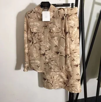 

2020 new runway fashion cotton linen shirt + high waist skirt summer fashion high quality women's clothing