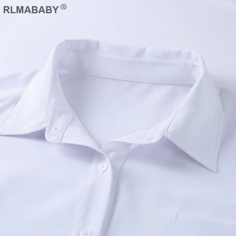 Boyfriends Loose Sexy White Blouse Shirts Elegant Turn-Down Collar Lantern Sleeve Oversize Women Blouse Casual Fashion Shirts