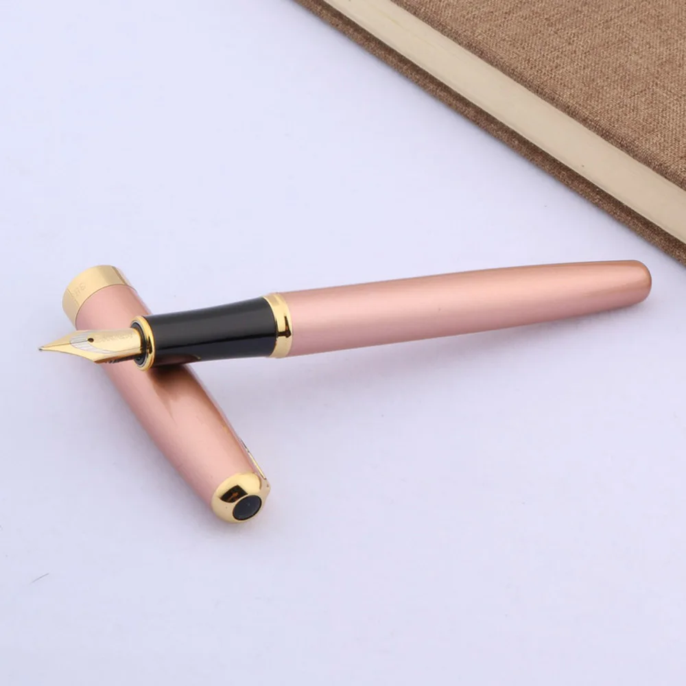 Ручка перьевая металлическая с розовым и золотым наконечником 388|blue fountain pen|fountain