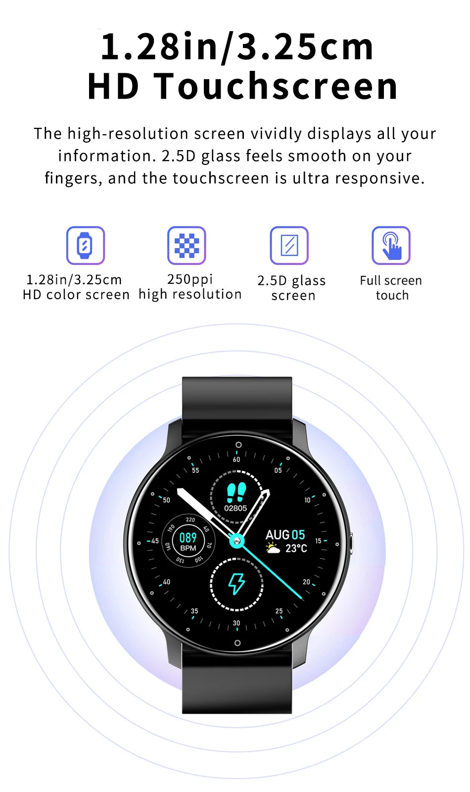 2022 New Smart Watch Men Full Touch Fitness Tracker IP67 waterproof Sports Fitness Watch Ladies Smartwatch for Xiaomi phones+Box
