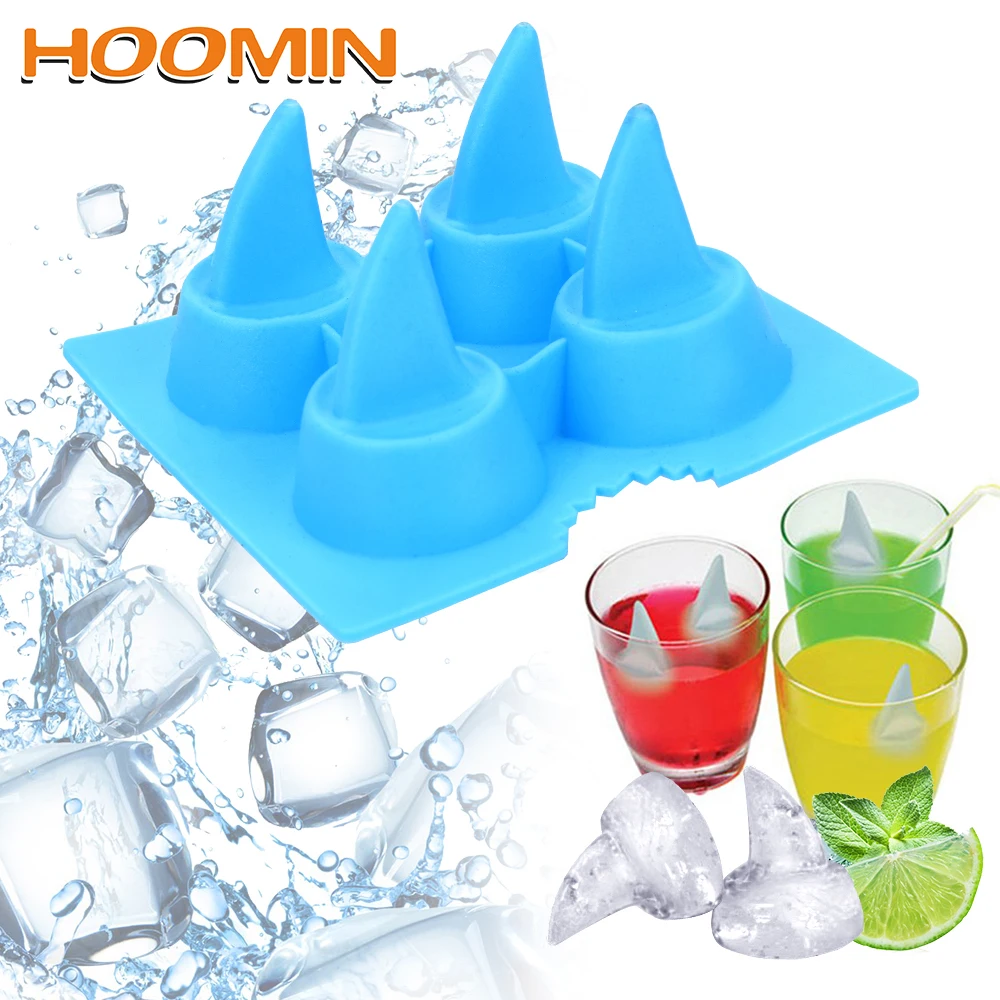

HOOMIN Ice Cube Tray Whiskey Wine Cocktail Ice Cube Silicone Ice Moulds Shark Fin Shape DIY Ice Maker Mould Kitchen Tool