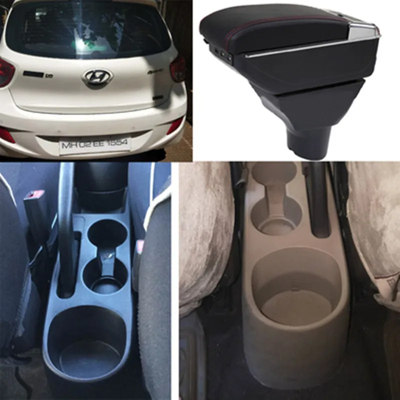 Для hyundai I20 подлокотник коробка USB зарядка повышение двойной слой центральный магазин содержание Подстаканник Пепельница в автомобиле аксессуары