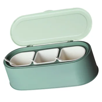 

1 Set Seasoning Box 3 Compartments Seasoning Case Kitchen Plastic Storage Box
