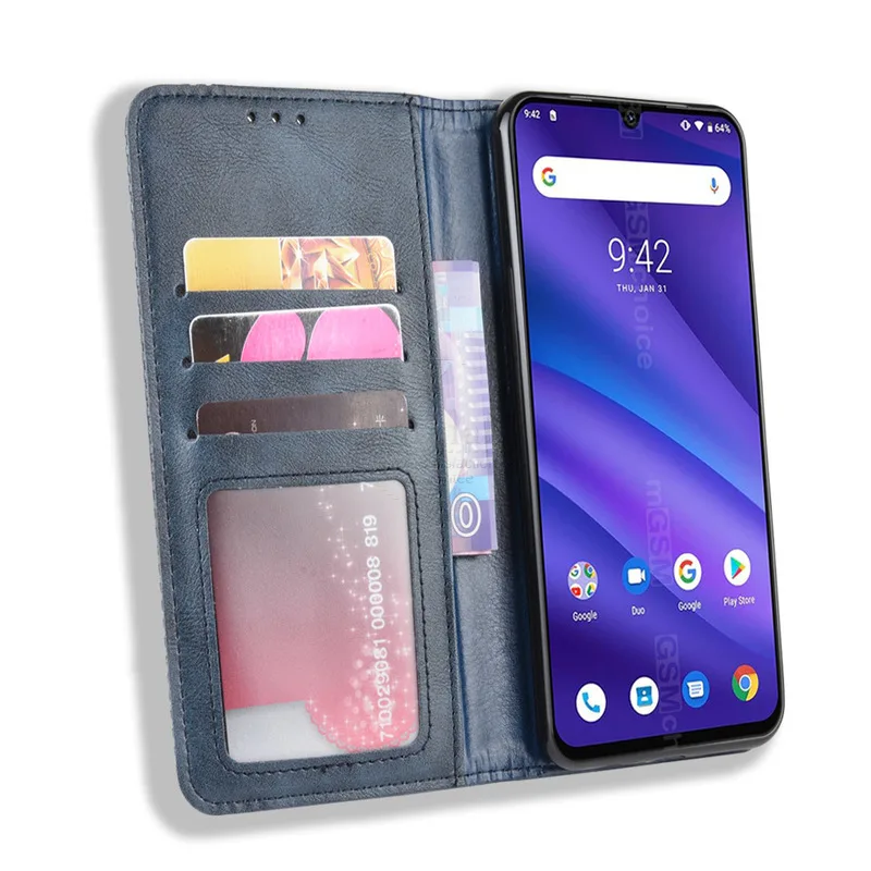 Для UMIDIGI A5 PRO Чехол-книжка кошелек винтажный тонкий магнитная кожа флип-чехол слот для карт подставка мягкий чехол роскошные сумки для мобильного телефона