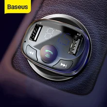 Baseus-Transmisor FM auxiliar para coche, modulador inalámbrico, Bluetooth, kit de manos libres para coche, reproductor de audio MP3, carga rápida, USB Dual, cargador de coche