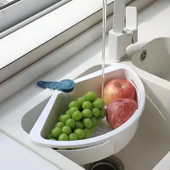 

Multifunctional Corner Sink Drain Rack Shelf Collapsible Suction Cup Sink Drain Basket Bowl Sponge Holder Kitchen Bath Storage