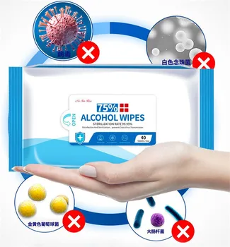 

40pcs/lot 75% Alcohol Wet Wipes Sterilization Disinfection Hand Tissue Antibacterial Cleaning Sanitary Paper