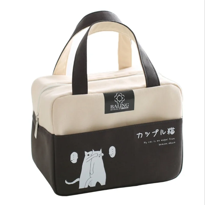 Functional Pattern font b Cooler b font Lunch Box Portable Insulated Canvas Lunch font b Bags