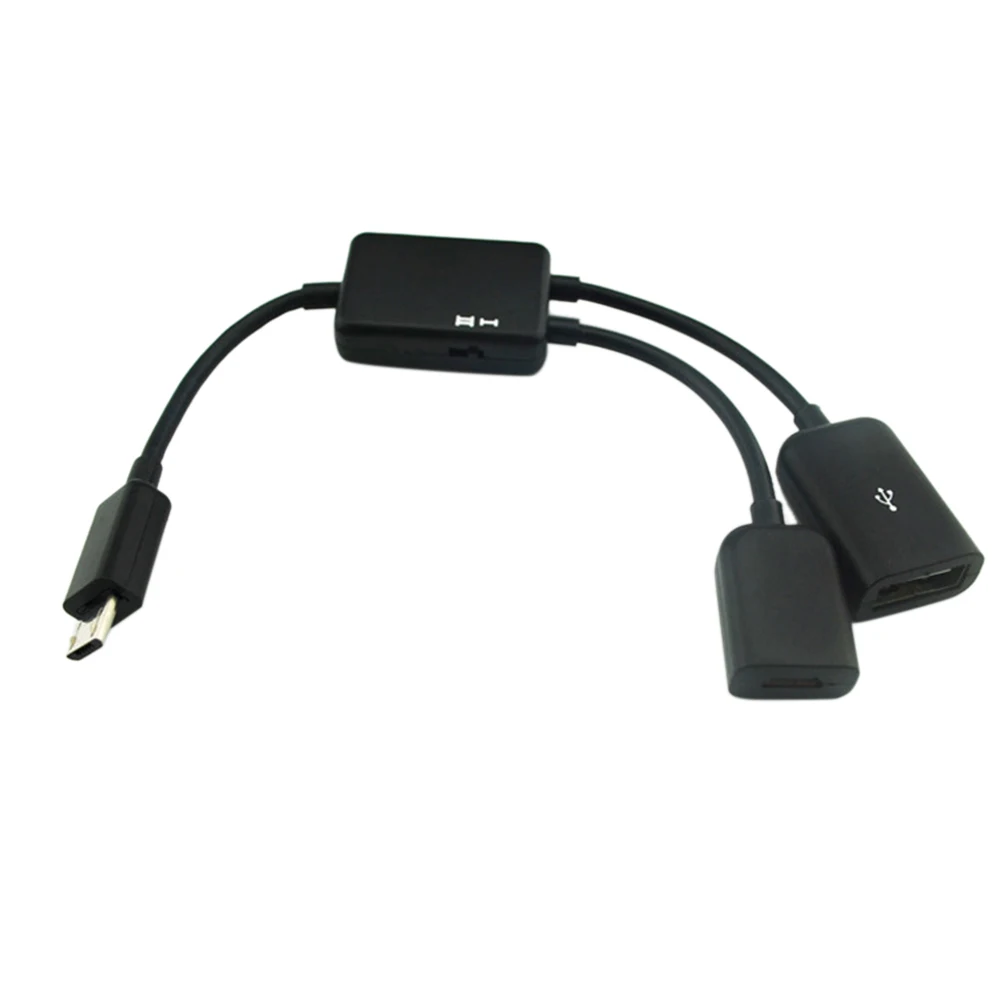 Micro USB Подключение клавиатуры зарядка передача 0,2 м OTG 2 в 1 Многофункциональный Черный Кабель-адаптер прочный ТВ сплиттер