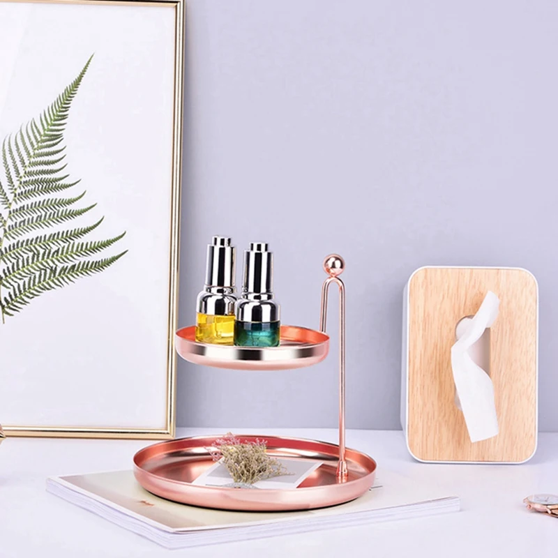 Double Layer Storage Tray,Jewelry Storage Organizer Dessert Tray Cosmetic Tray Make Up Storage Organizer