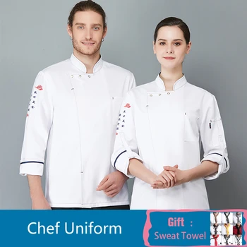 

New Arrival Men Women Kitchen Restaurant Cook Workwear Chef Uniform Catering Cooking Chef Jacket Waiter Waitress Work Uniform