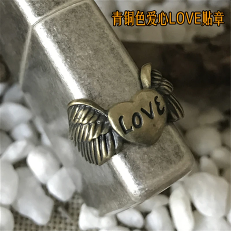 love 3D дракон, крокодил металлическая наклейка самоклеющаяся для украшения Зорро морская война клей на металлическом куске для керосиновых масляных зажигалок - Цвет: love