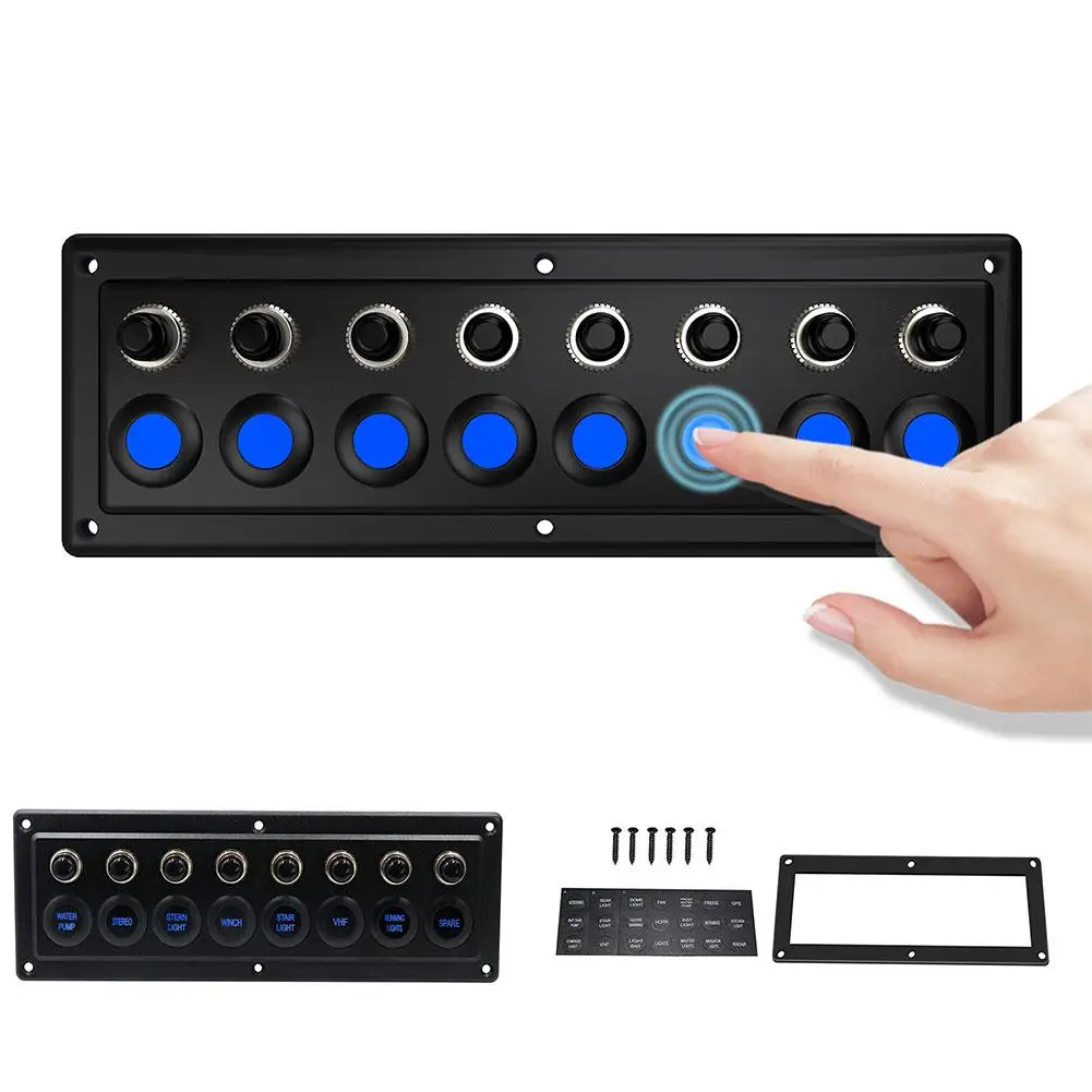 

12V/24V Car LED Touch Screen Panel Waterproof Touch Control Panel Box With 8 Position Switch For RV Cars Ships