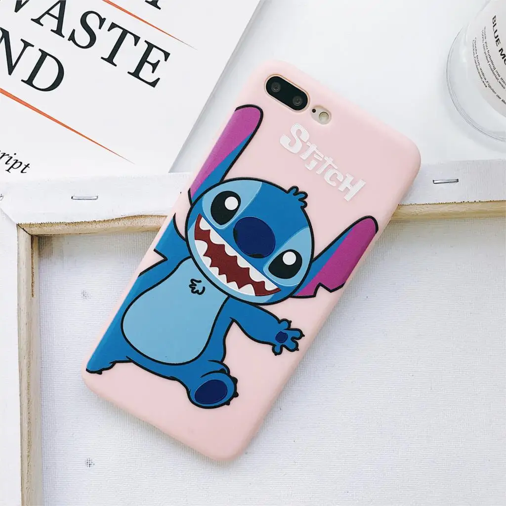 Dibujos Animados lindo Rosa Stich Stitch mate tpu funda de teléfono para iPhone 7 8 6 6s Plus X XR MAX suave tpu carcasa funda Fundas|Fundas ajustadas| - AliExpress