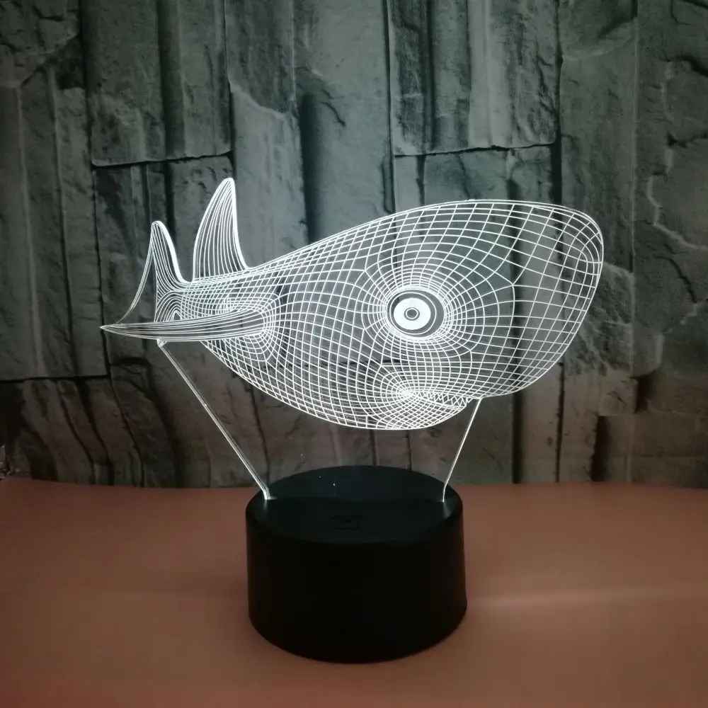 

Fish Shape 3D Lamp Creative Touch Switch Animal 3d Night Light Vision Stereo Whale Lamp Seven Color Change For Kids Gift Toys