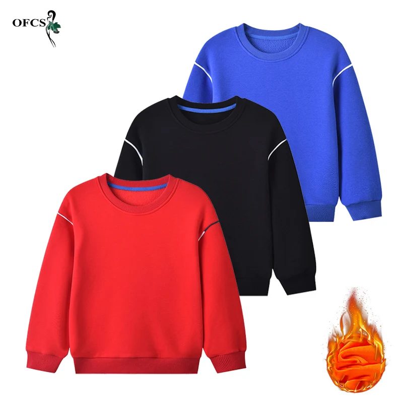 

Retail 2-12 Y Children's Hoodies Sweatshirts Winter Boys Girls Plus Velvet Warm Fashion Knitted Pullovers Cotton Brand Clothing