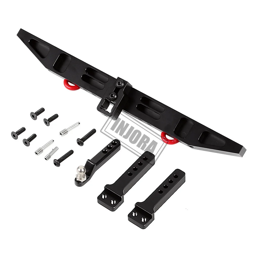 INJORA RC Front Bumper Set - Metal Aluminum Alloy Bumper For 1/10 TRX4 TRX6 RC Crawler - Black Winch Base