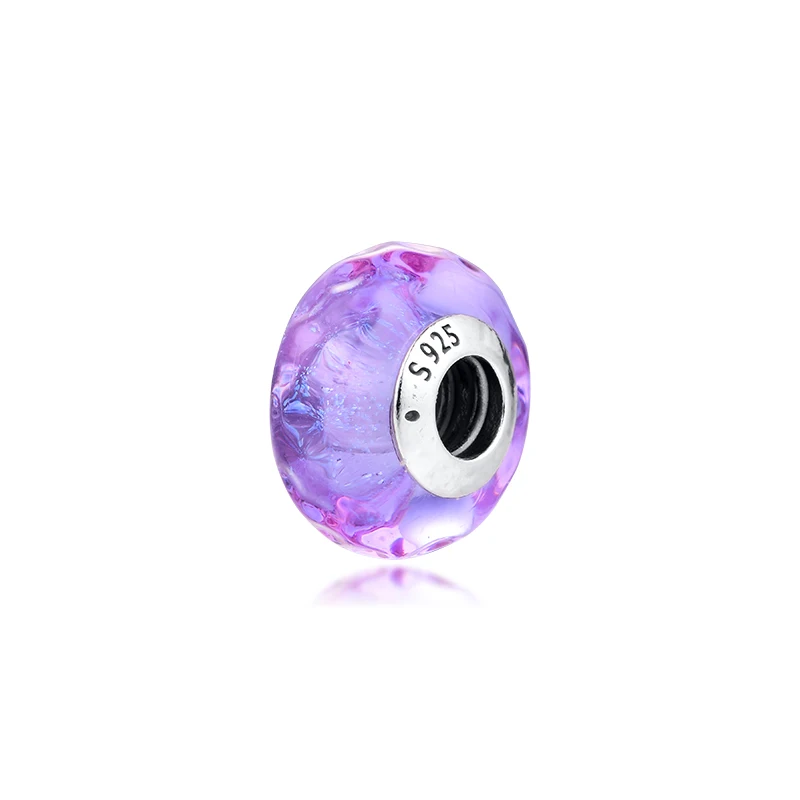 

DIY Fits for CKK Charms Bracelets Wavy Lavender Murano Glass Beads 100% 925 Sterling-Silver-Jewelry Free Shipping