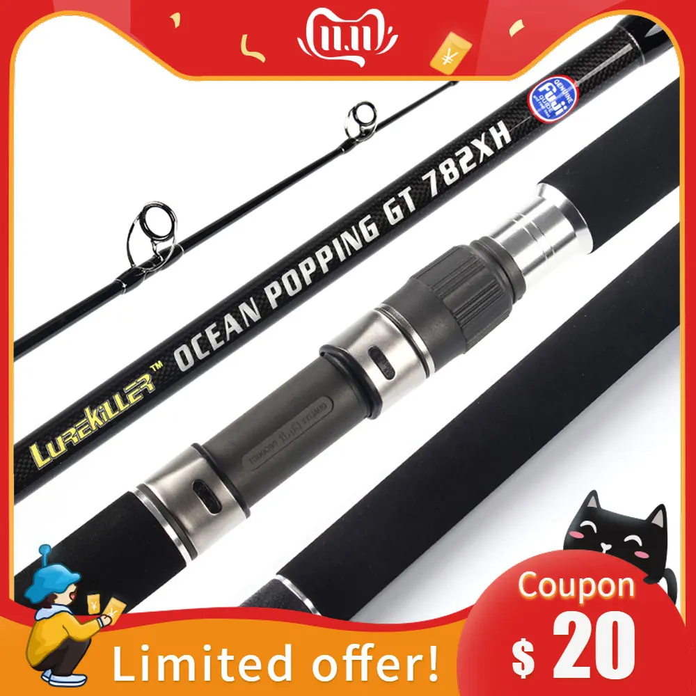 

Fishing Boat Rod JAPAN MADE FULL FUJI GUIDES 2.54M 852XH GT POPPING ROD CARBON OCEAN POWER SPIN ROD 28KGS