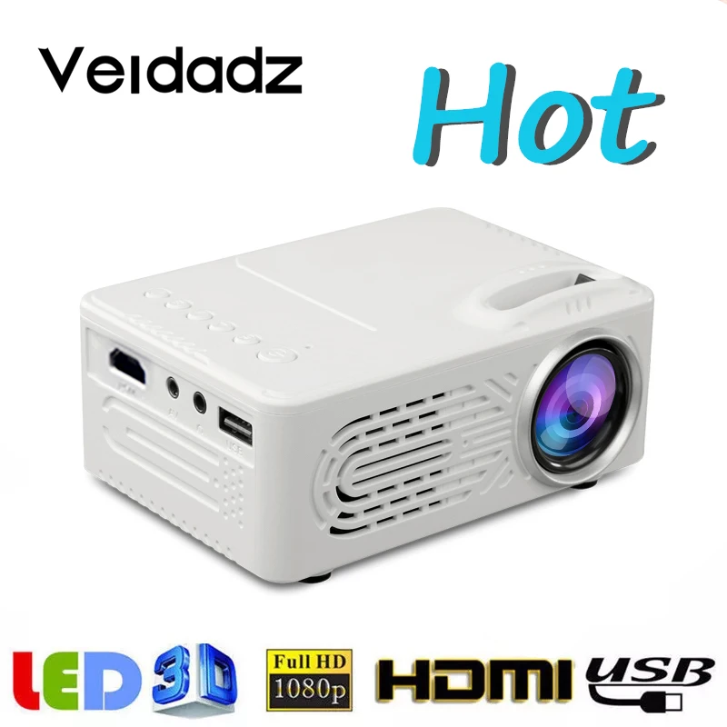 Светодиодный мини проектор VEIDADZ 814 портативный с USB домашний медиа поддержкой 1080P
