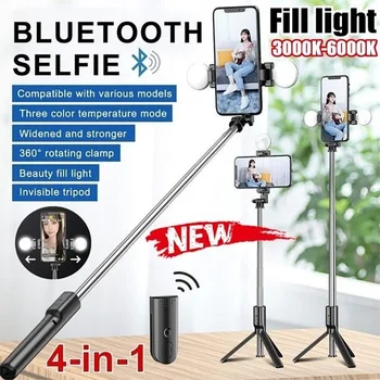 

4In1 Wireless Bluetooth Selfie Stick Remote Control Handheld Extendable LED Fill Light Live Tripod For IPhone Android Smartphone