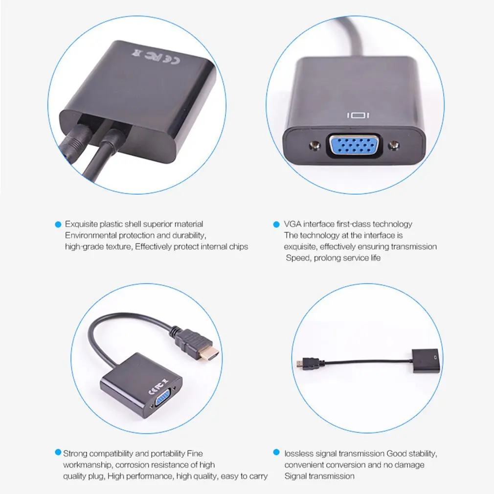 Цифровой адаптер HDMI VGA цифровой аналоговый конвертер кабель|Кабели HDMI| |