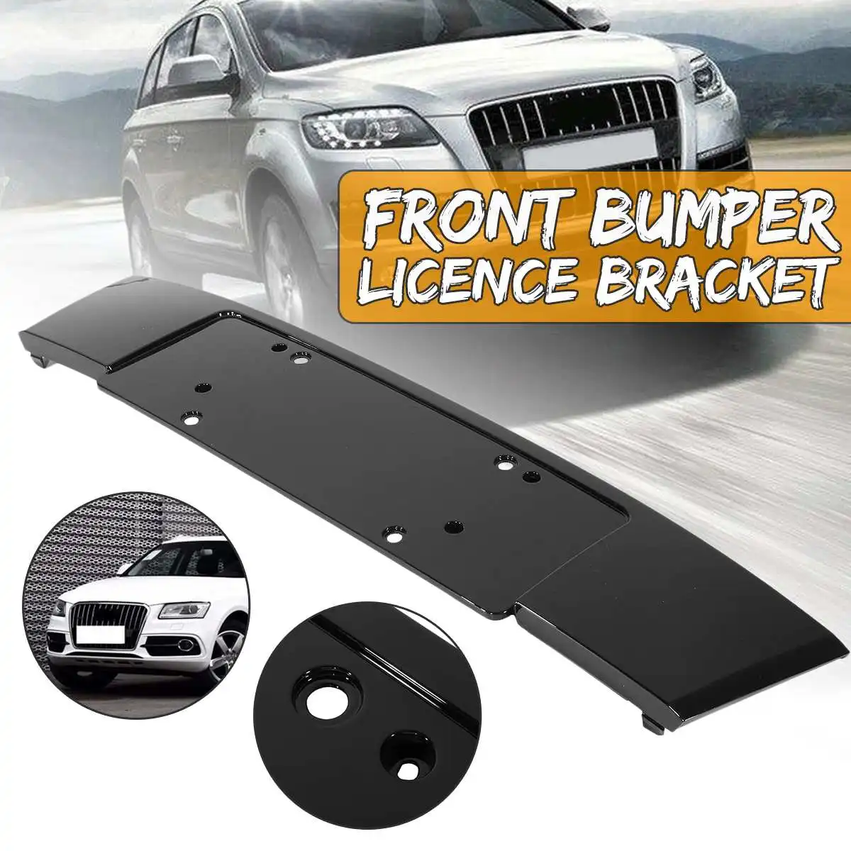 4L0807285 Front Bumper License Bracket Plate Bright Black For AUDI Q7