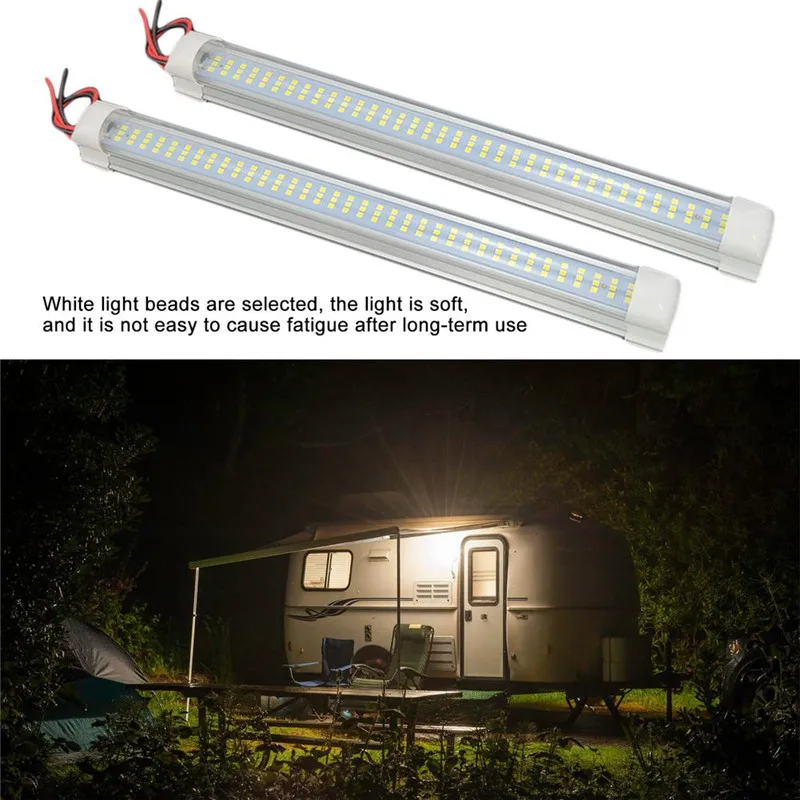 

4pcs 108LED 12V 24V Car Interior Light Bar Bright White Light Tube with Switch for RV Camper Boat Van Lorry Truck Caravan