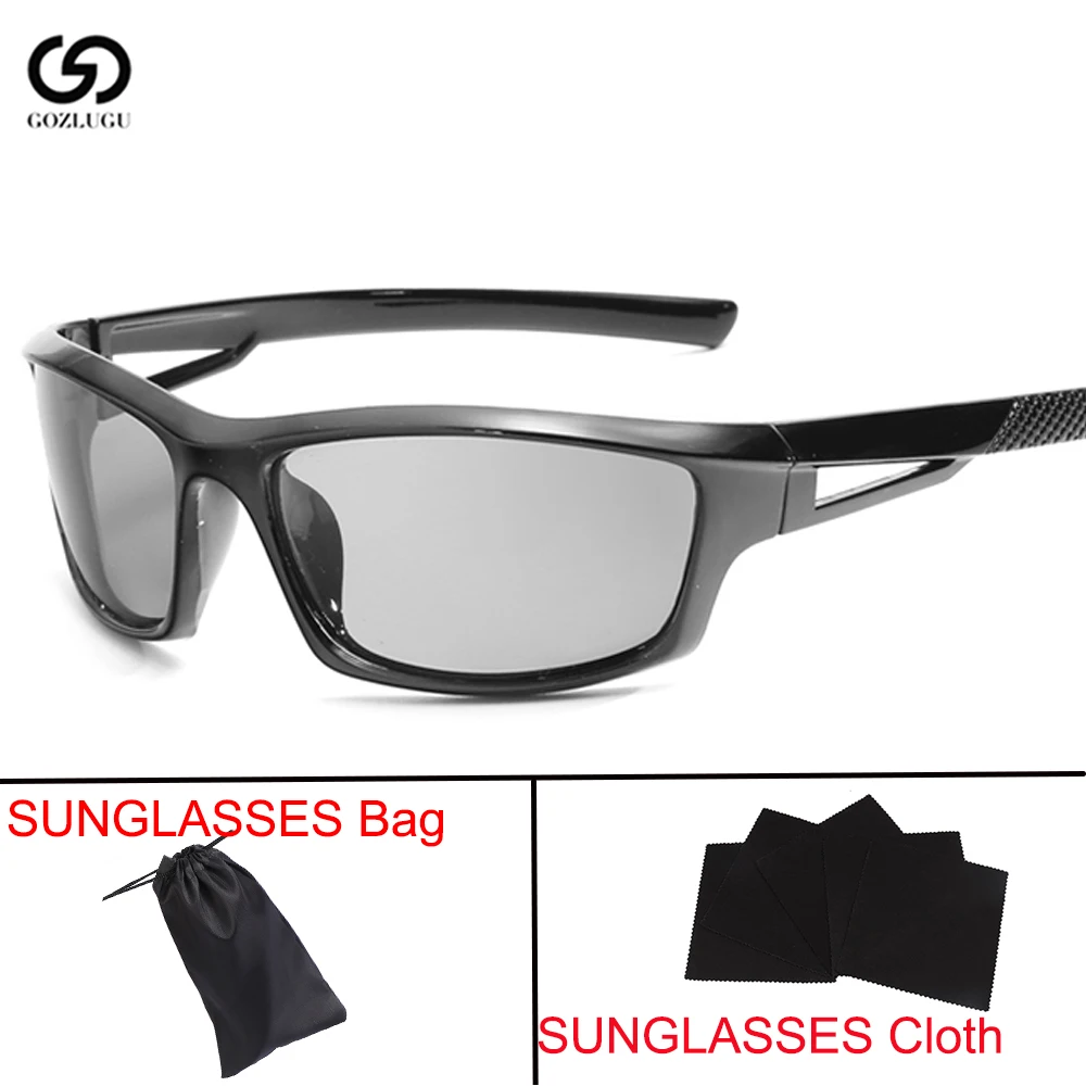 B1008 bright black Мужские поляризованные солнцезащитные очки из алюминиево-магниевого сплава, хамелеон, хамелеон, очки для вождения GOZLUGU - Цвет линз: B1008 bright black