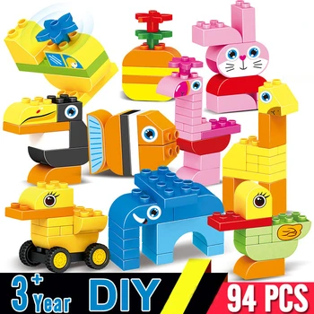 

94pcs Brand Big Bricks DIY Animal Building Blocks Creative Designer Educational Learning Toys for Children Gift