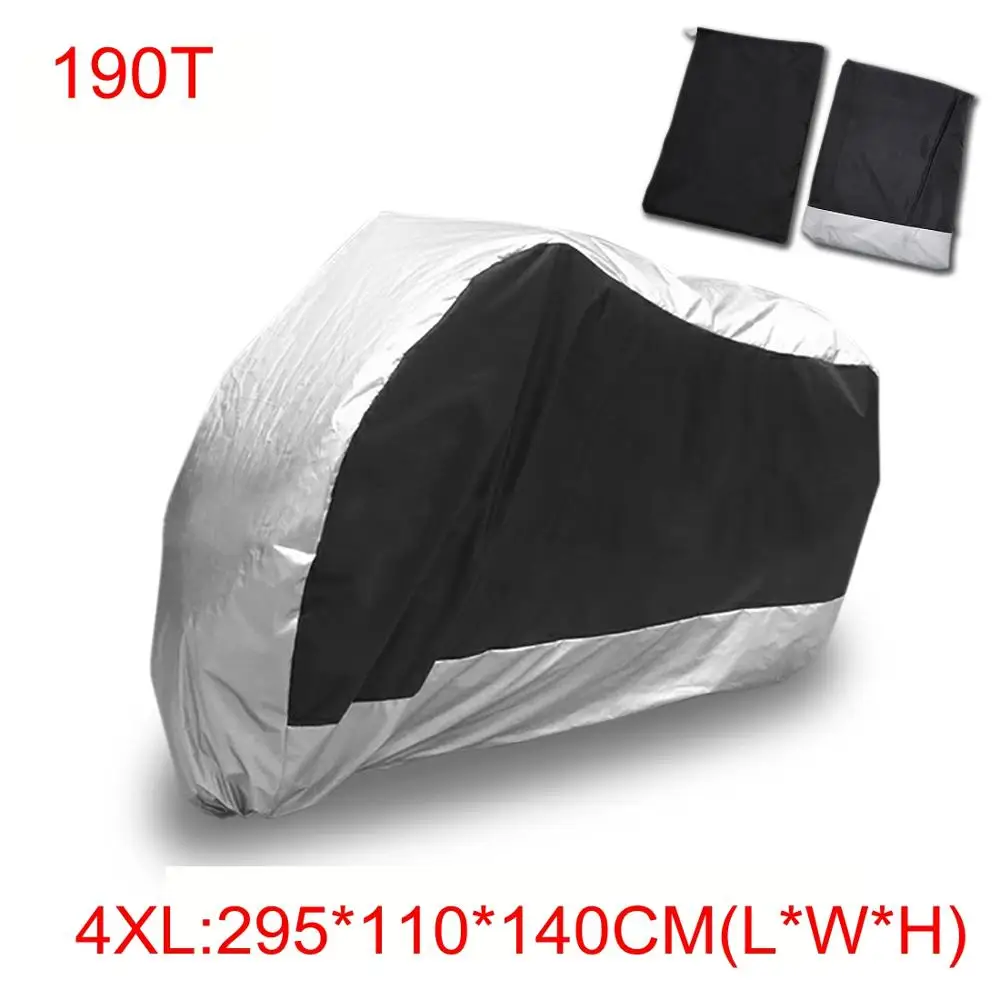 4XL-295x110x140cm 190T крышка мотоцикла Универсальный Открытый Защита от солнца УФ для скутера Водонепроницаемый велосипед дождь пылезащитный чехол XL/XXL/3XL/4XL - Цвет: 4XL-295x110x140cm