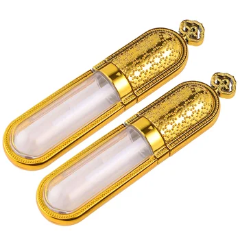 

12pcs Lip Glaze Tubes Lip Gloss Tube Labial Glair Tube Lip Glaze Bottle Subpackaging Holder for Home Travel (Golden, Crown Style