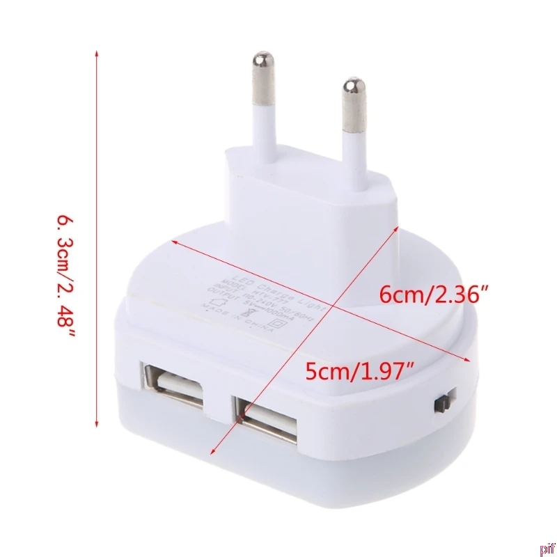 Светодиодный Светильник-ночник с двойным зарядным устройством USB, настенный светильник с датчиком Сумерки до рассвета