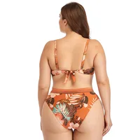 2025 New Plus Size Swimsuit Strap Retro Bikini Floral Print Split High Waist Swimsuit Bathing Suits 2 Pieces Bikini 5