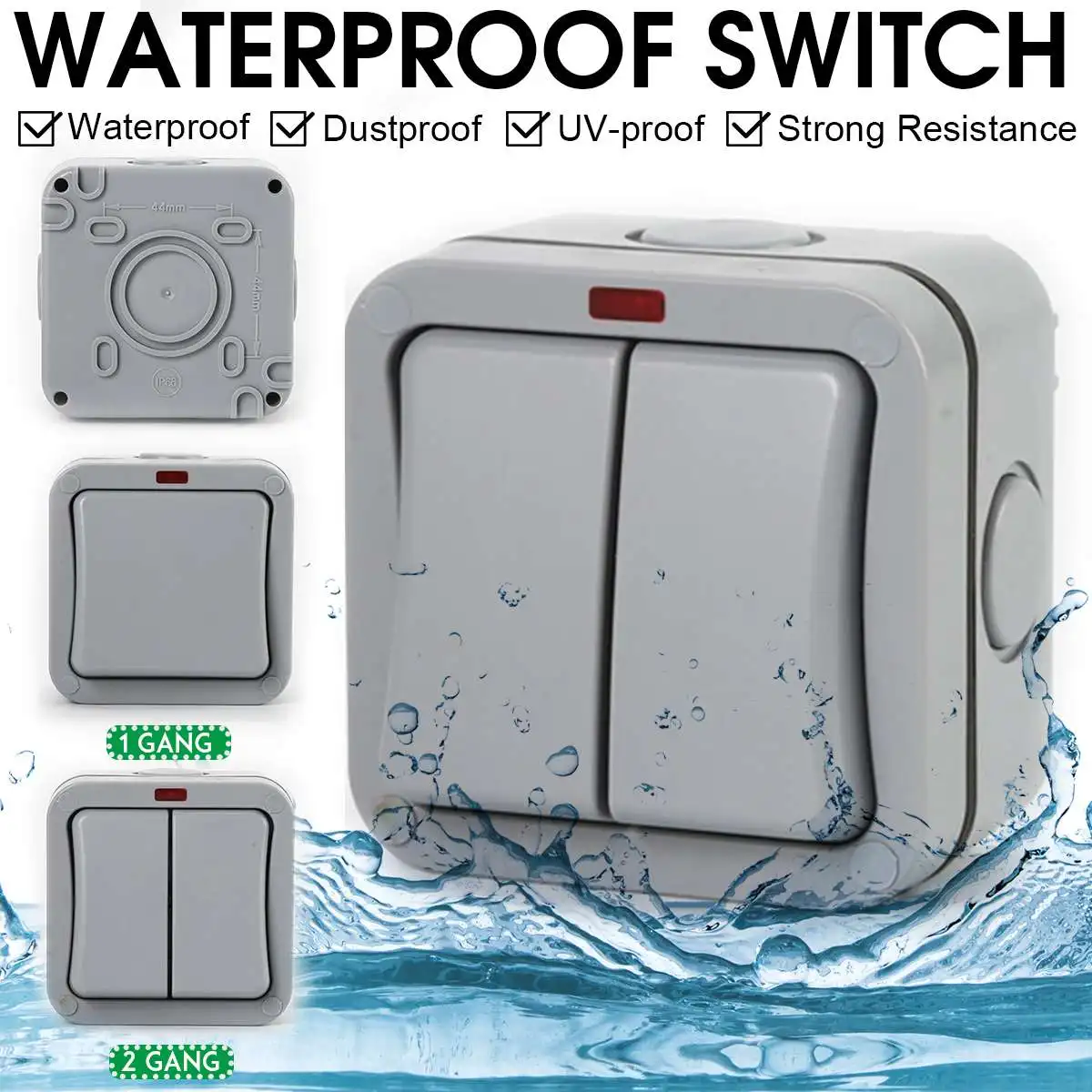 Light Switch Outdoor Storm Resistant Weatherproof Waterproof 1 Gang 2 Gang IP66 Light Switch Outdoor Storm Resistant Weatherproof Waterproof 1 Gang 2 Gang IP66