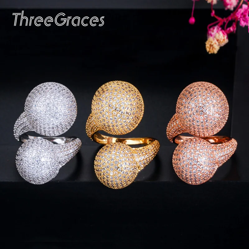 Супер блестящий круглый шар ThreeGraces кубический камень розовое золото 585 пробы