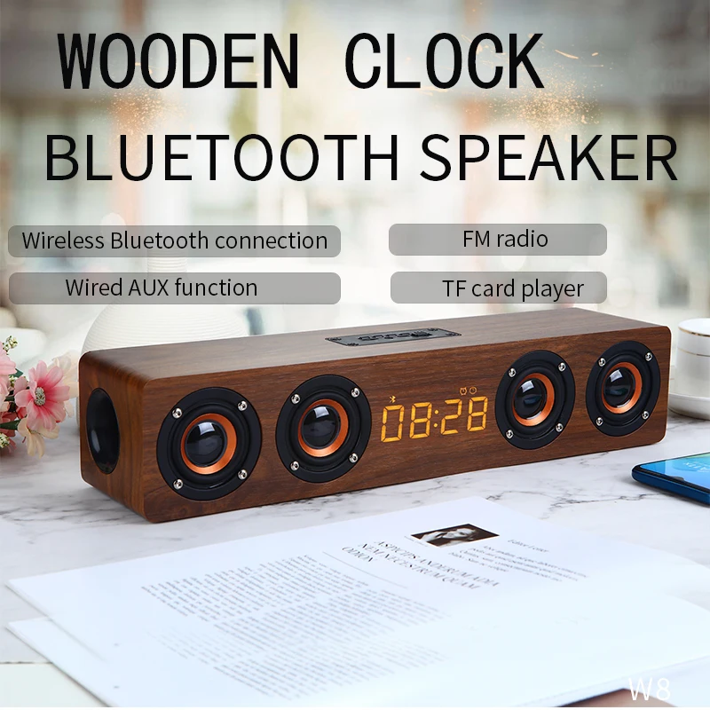 Centro de Música Alto-falante Portátil Bluetooth Poderosa Coluna Home Theater Relógio Alarme Computador Soundbar Subwoofer Boom Box - Image 2