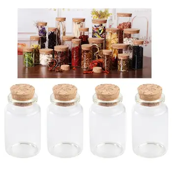 

6pcs 120ml Spice Jars With Cork Lid Glass Bottle Kitchen Storage Container For Scented Tea Coffee Kitchen Storage Jars