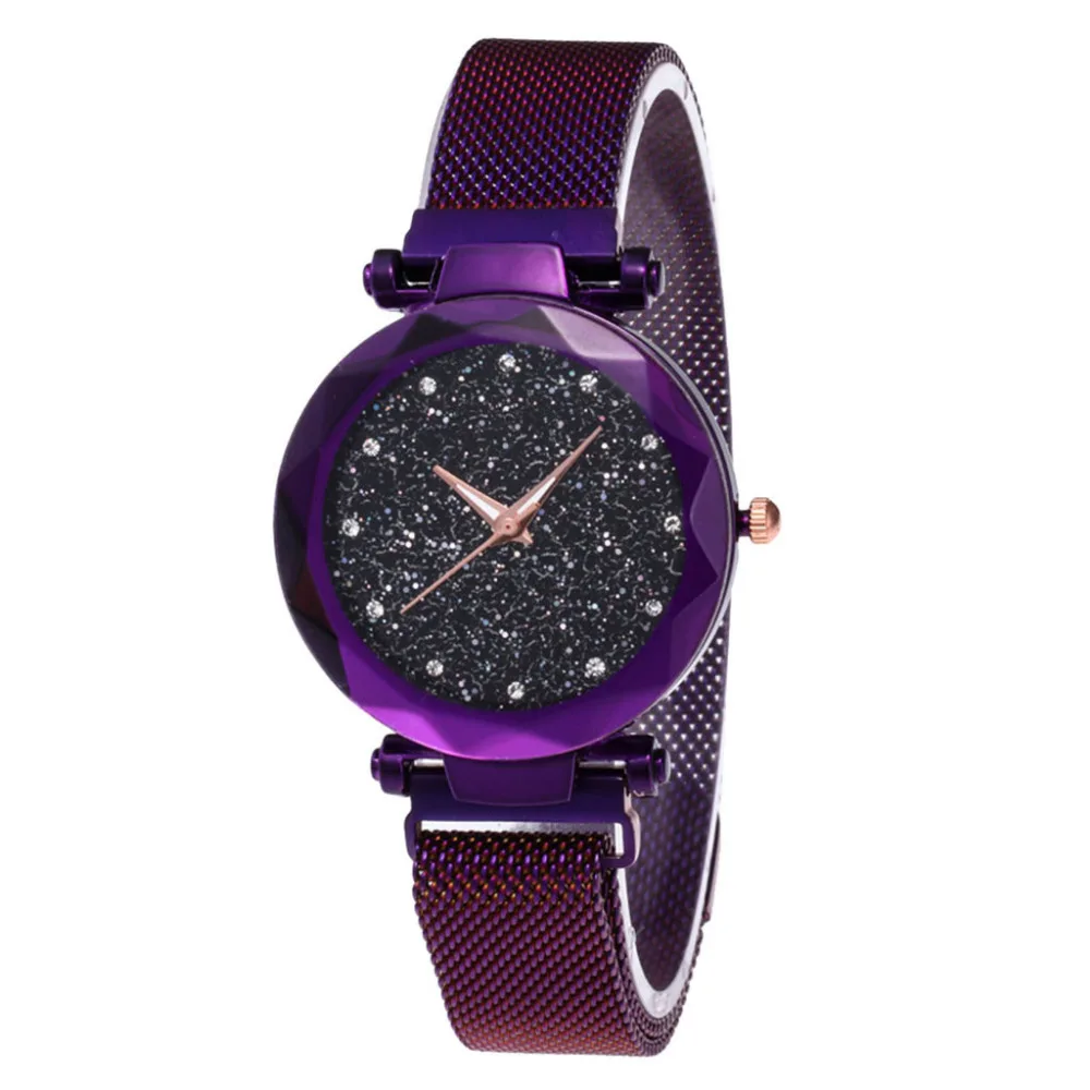 Модные часы Звездное небо, женские часы с магнитным камнем, Миланский сетчатый ремень, женские часы, женские часы