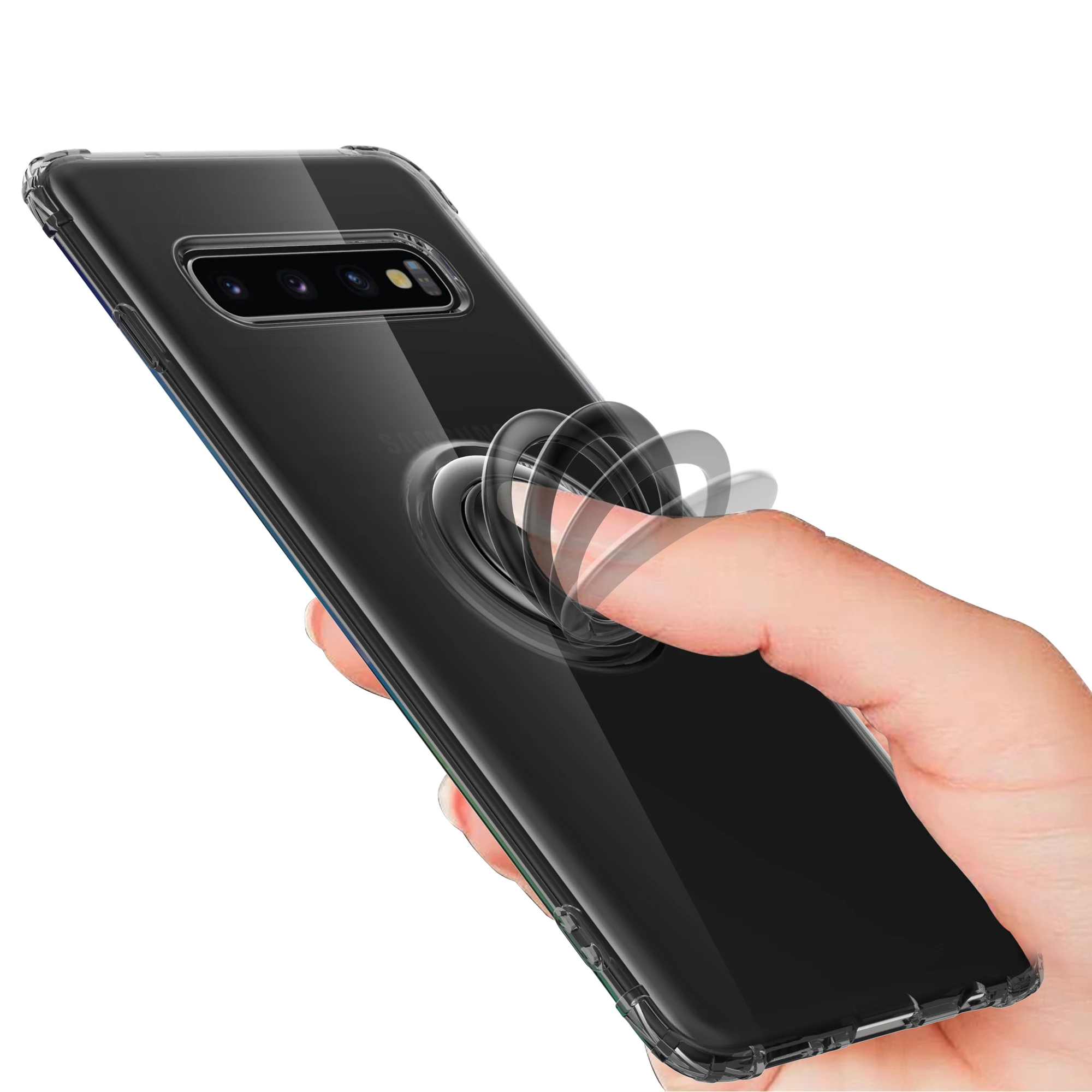 Чехол для samsung galaxy S10 S10 lite plus S10E с прозрачным кольцом и защитой от падения, 100 шт./лот