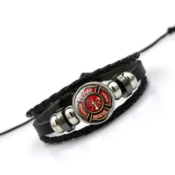 

Rescue Firefighter Bracelets Men's Unisex Trendy Classic Accessories Gifts Time Gem Fashion Hand-woven Beaded Bracelet Jewelry